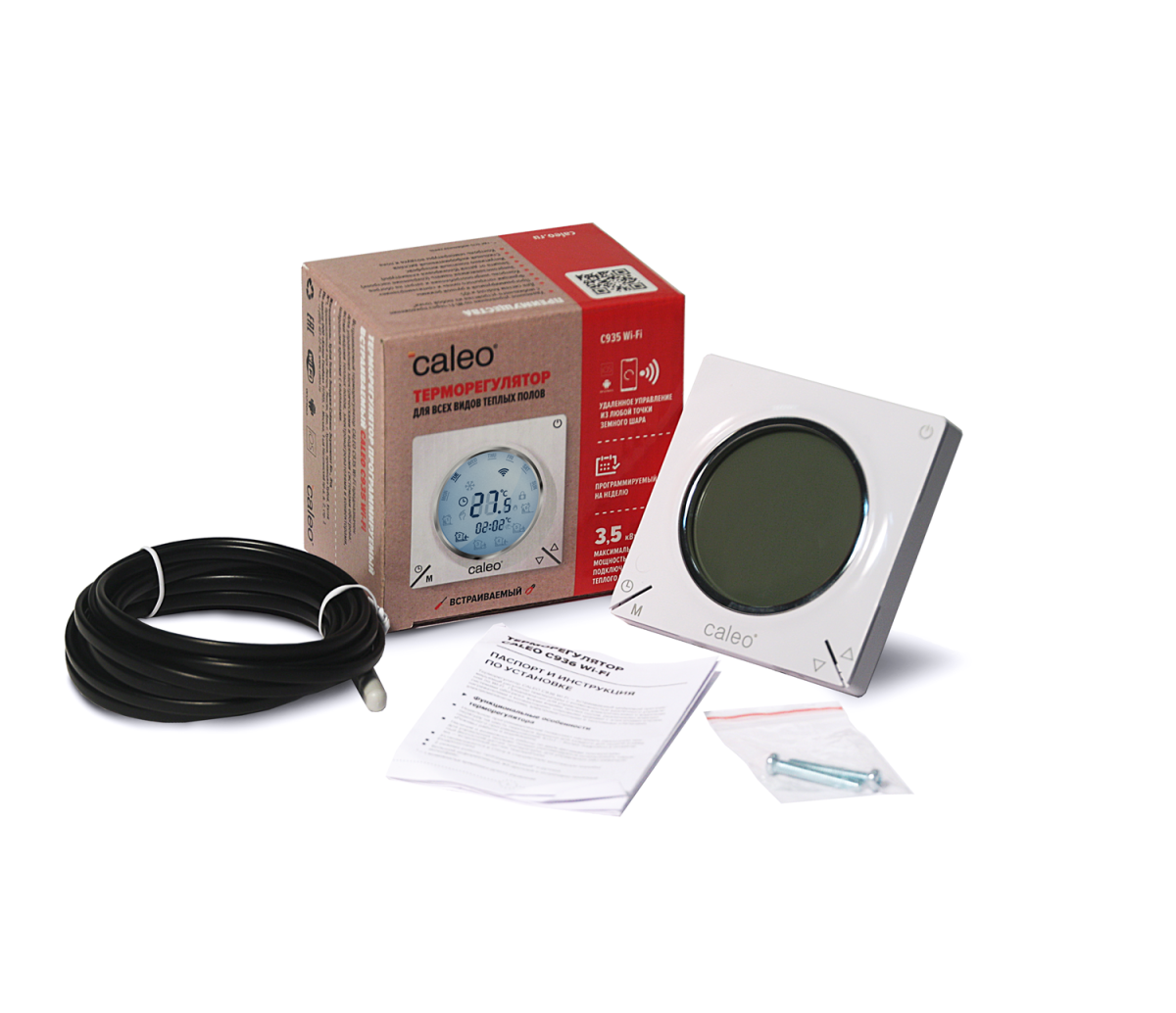Терморегулятор CALEO С935 Wi-Fi встраиваемый, цифровой, программируемый, 3,5 кВт